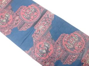 鳳凰に花更紗模様織り出し　袋帯